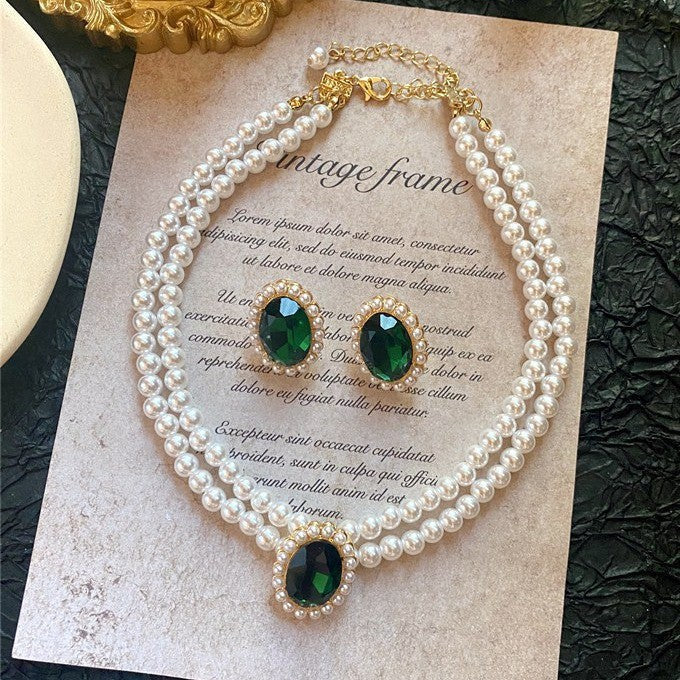 Imperial Pearl Emerald Jewelry Set