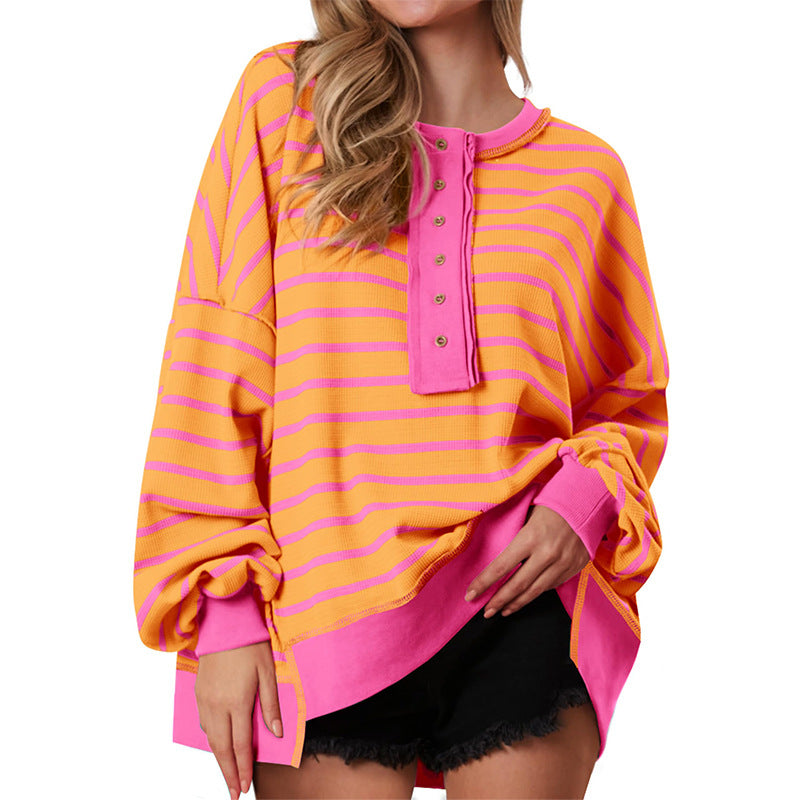 POLANA™ - Casual Oversized Striped Long Sleeve Sweatshirt