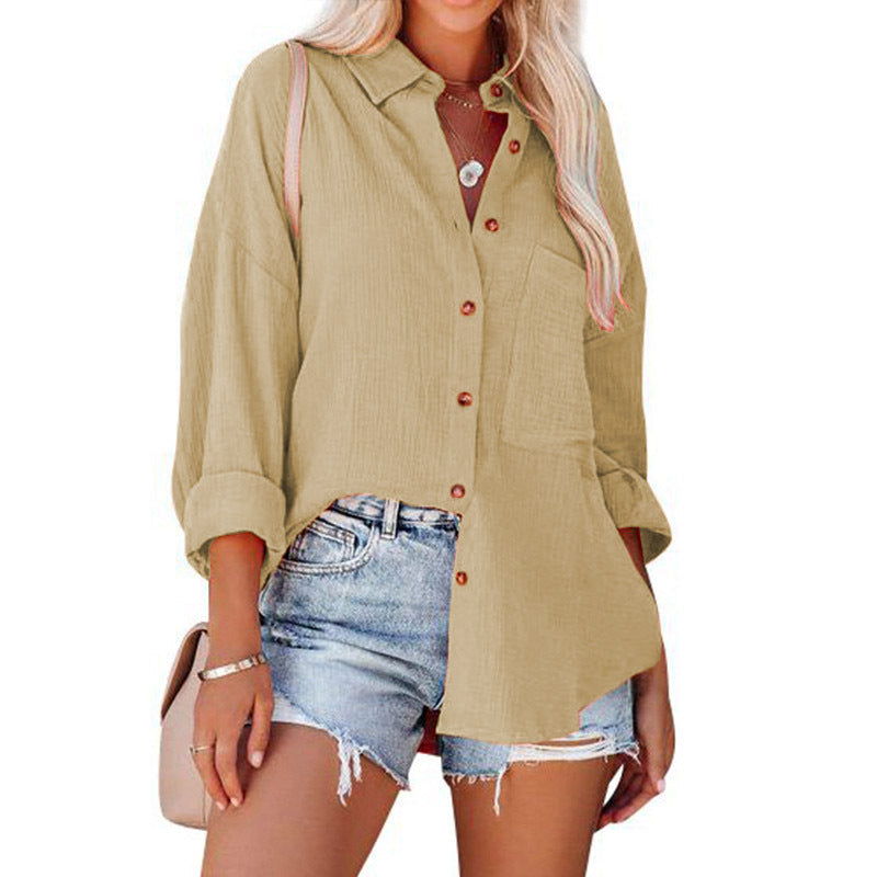 WOLLY™ - Casual Button Down Long Sleeve Blouse
