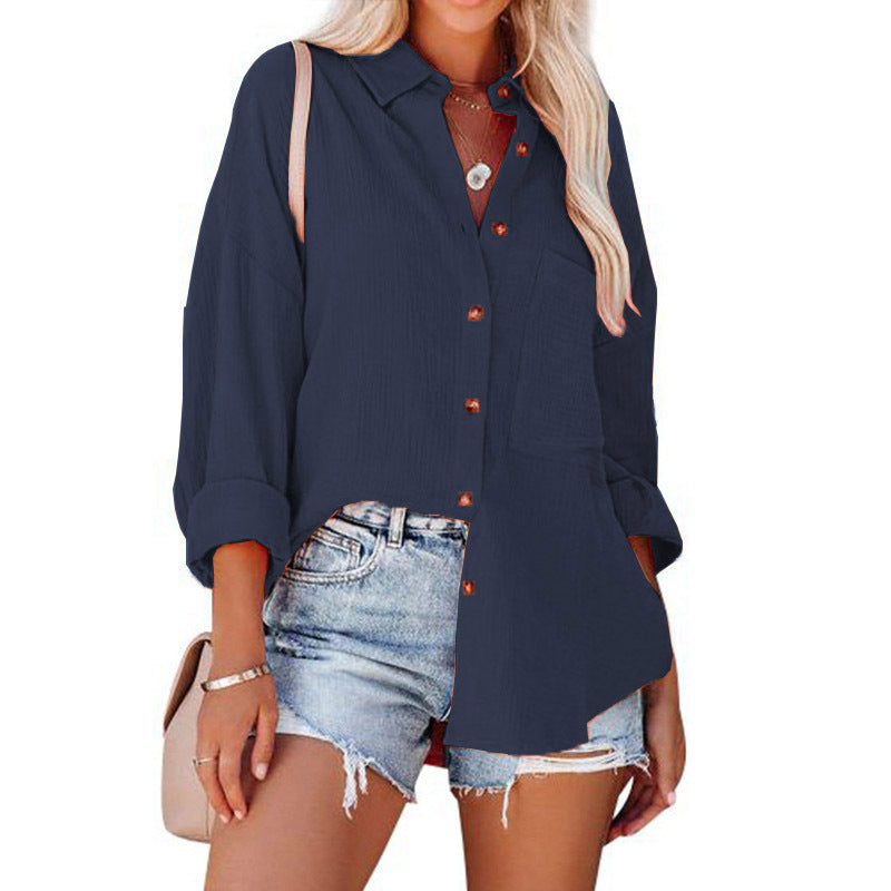 WOLLY™ - Casual Button Down Long Sleeve Blouse