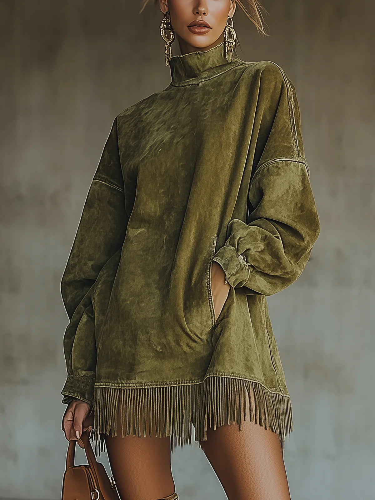 Clio | Cozy Fringe Hem Dress