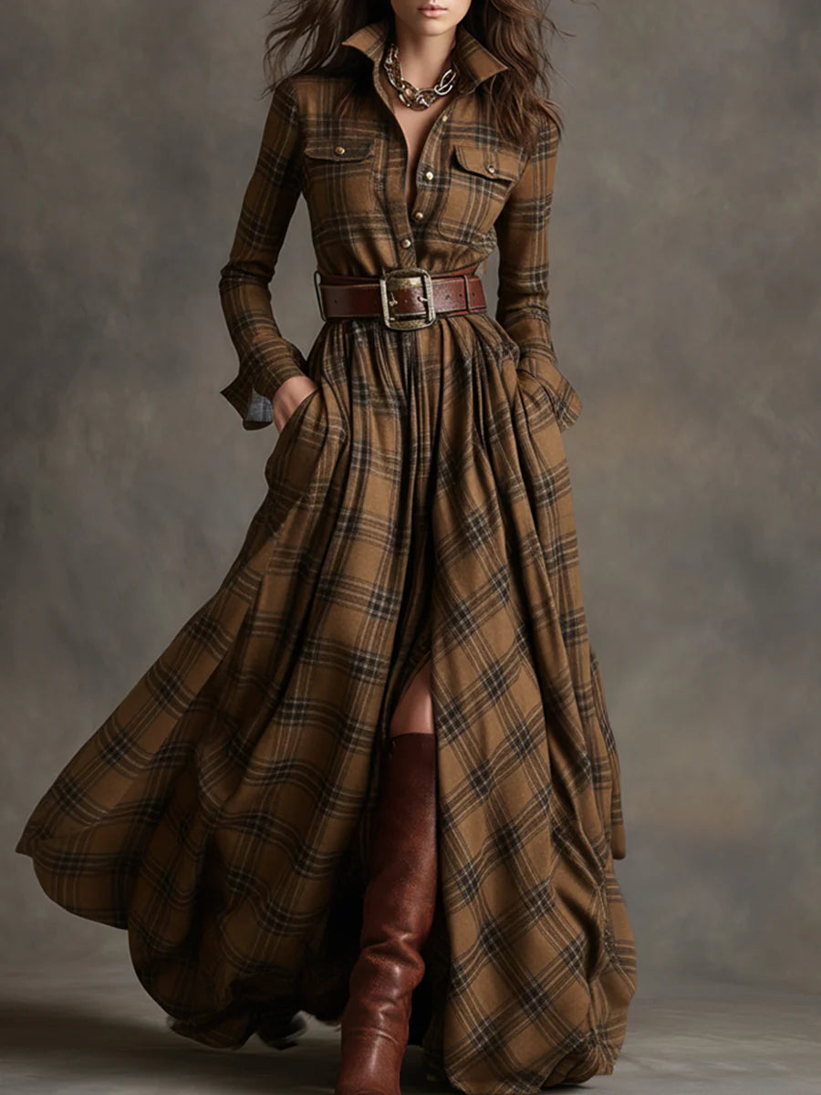 Elvira | Checkered Belted Waist Dress