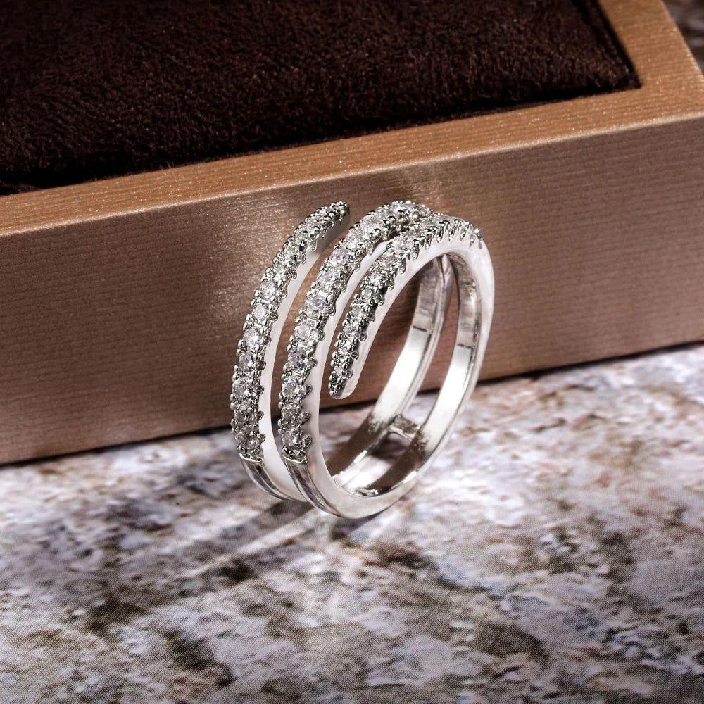 Stunning Three-Layer Crystal Ring