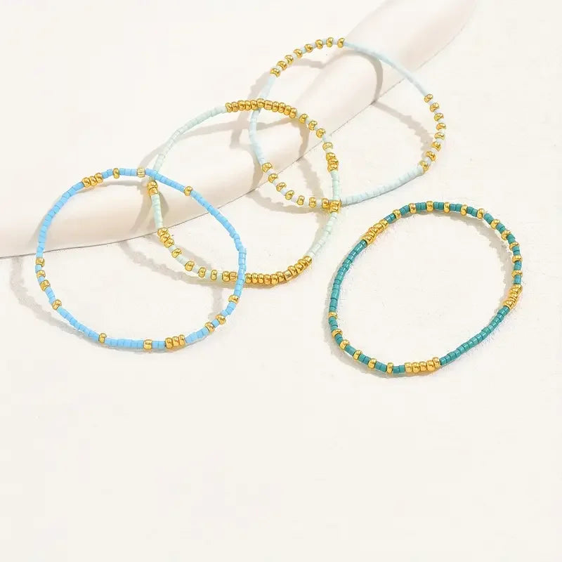 Subtle Turquoise Beaded Bracelet Set