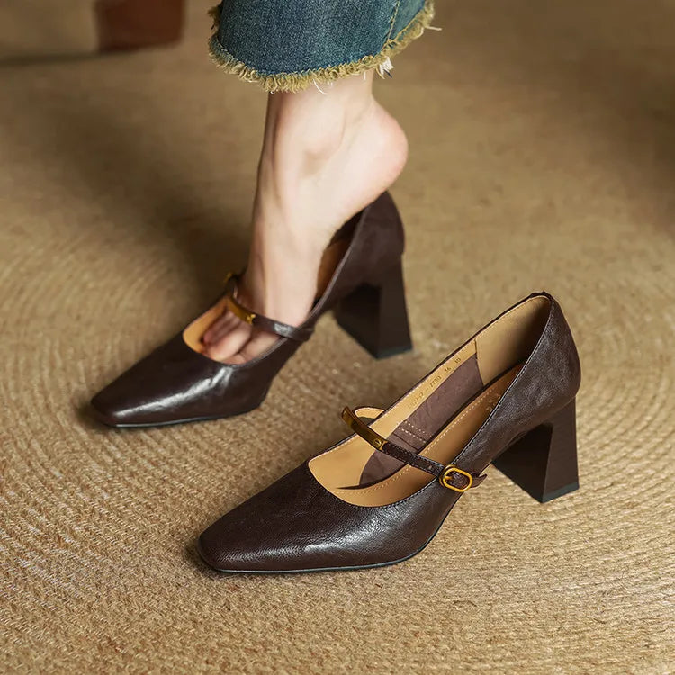 Maela Genuine Leather Heels