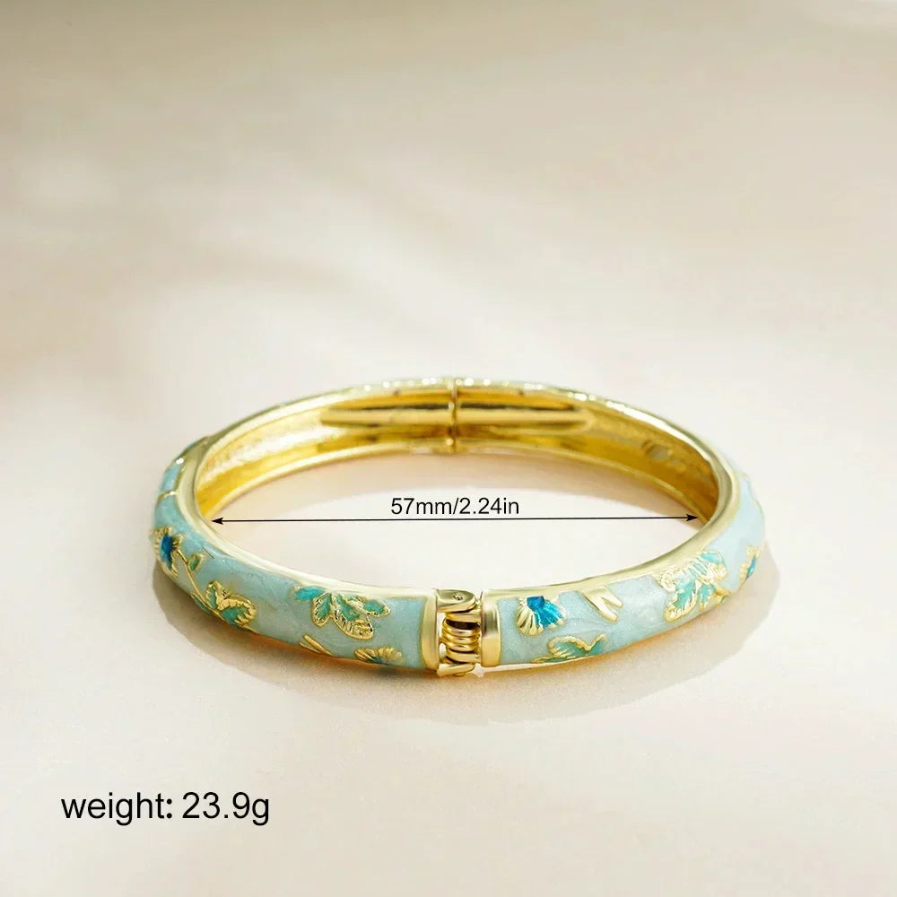 Elegant Vintage Floral Cloisonné Bangle