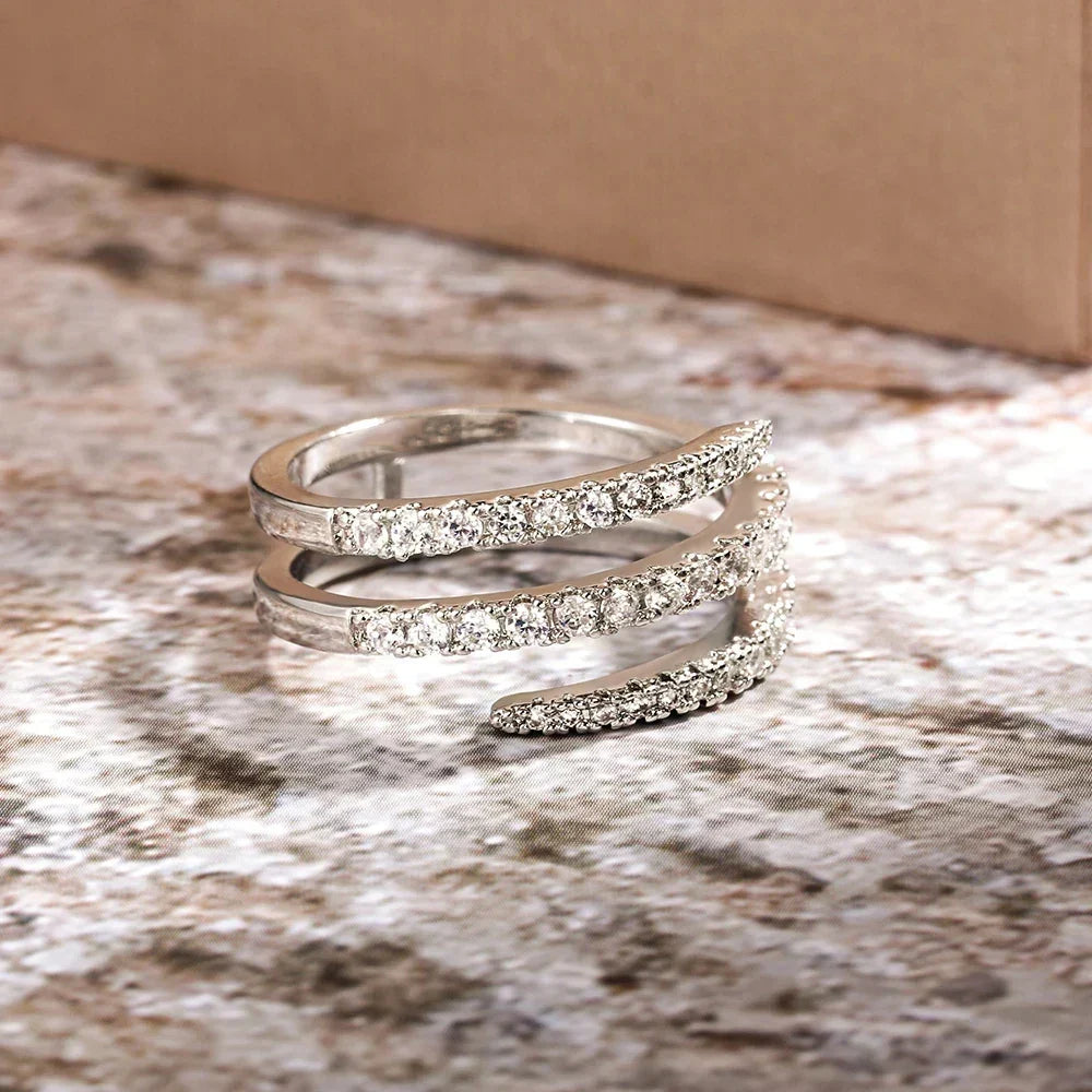 Stunning Three-Layer Crystal Ring