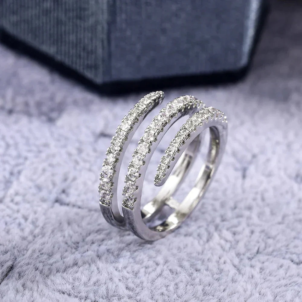 Stunning Three-Layer Crystal Ring