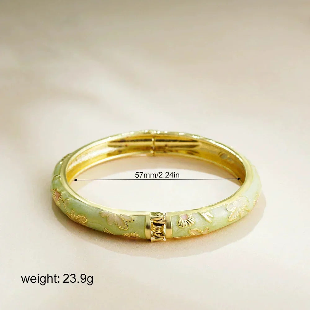 Elegant Vintage Floral Cloisonné Bangle