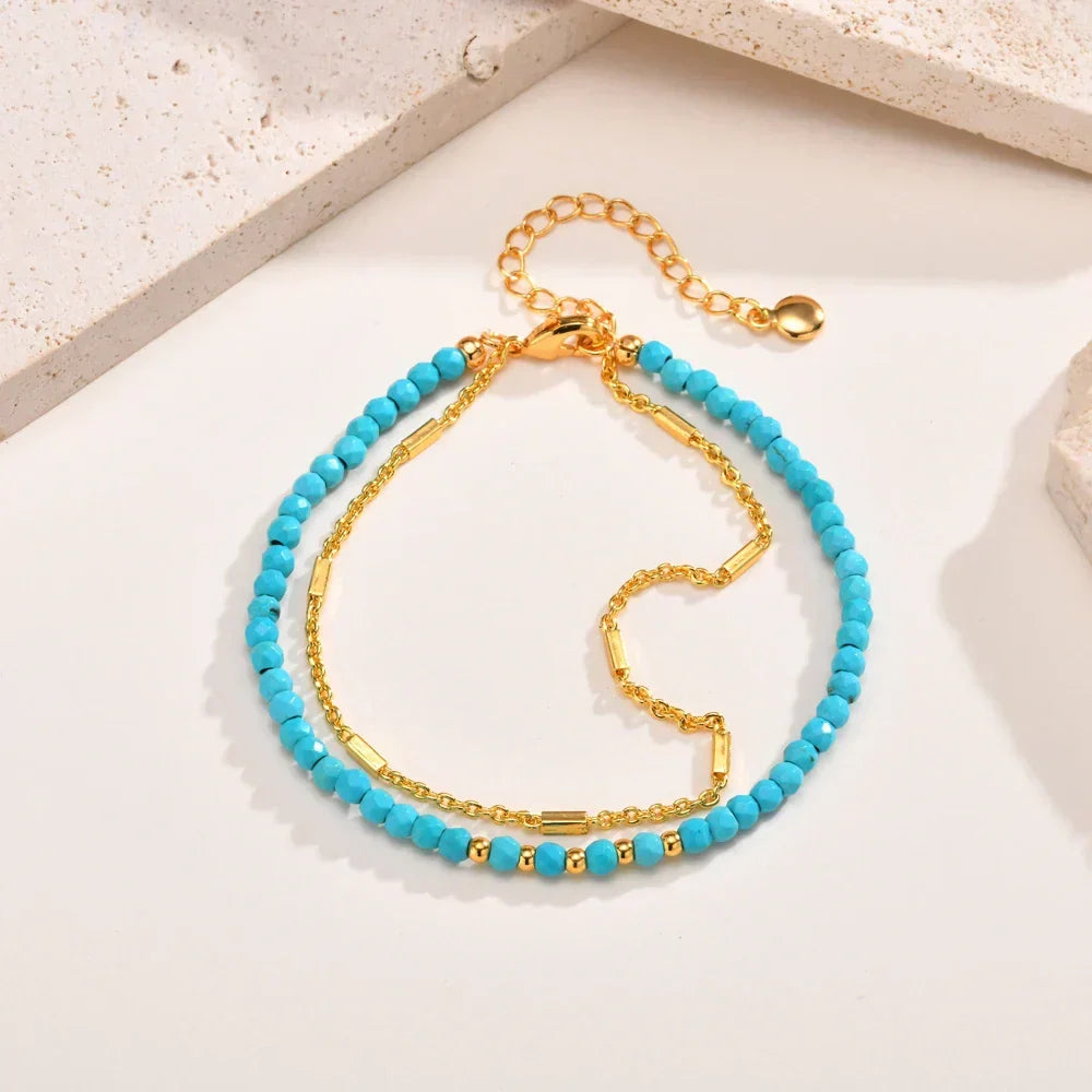 Radiant Gold Turquoise Chain Bracelet