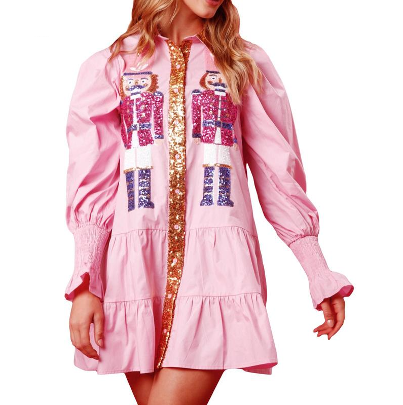SHEENA™ - Sequin Skirt Holiday Sweatshirt Mini Dress