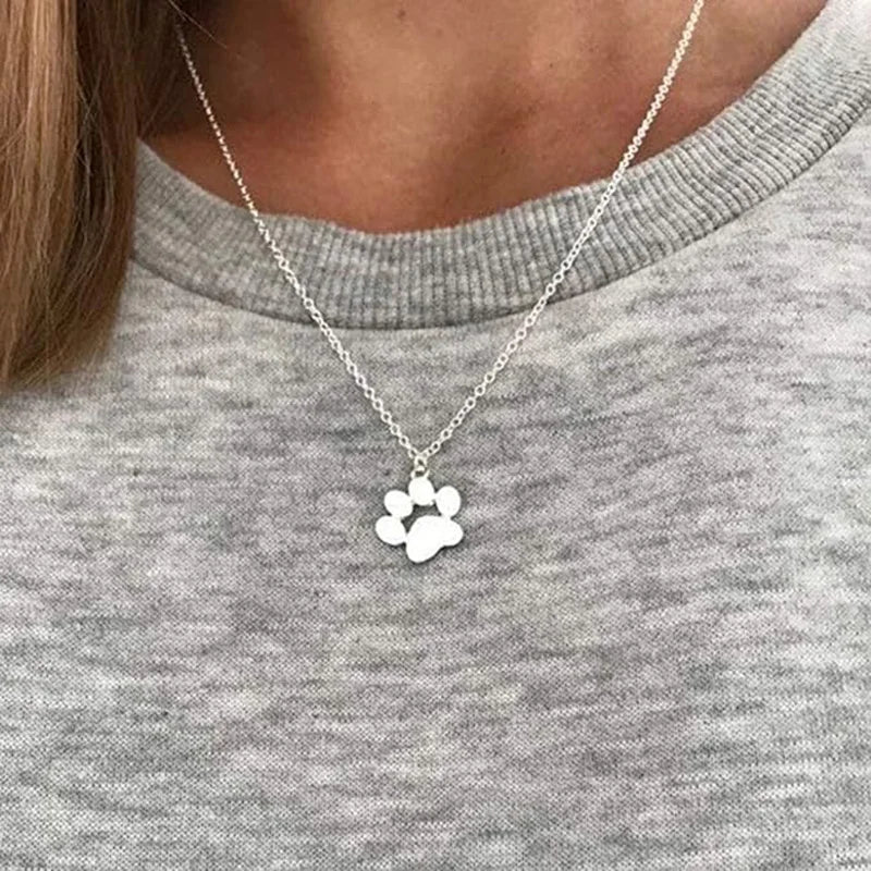 Stainless Steel Paw Print Necklace