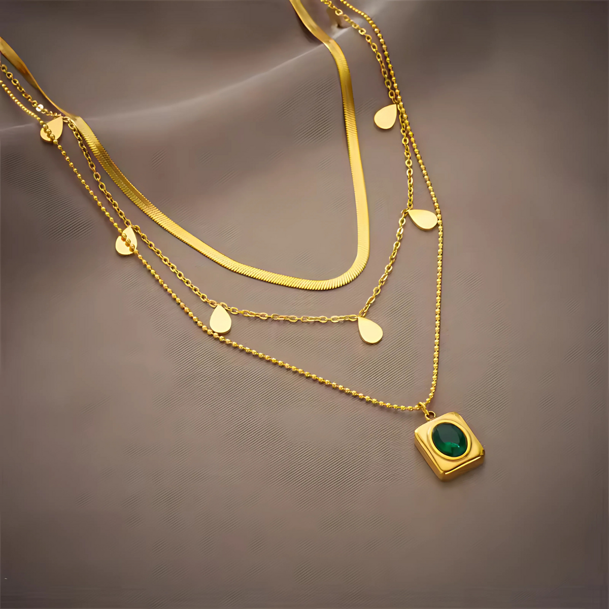 Mystic Layered Emerald Necklace