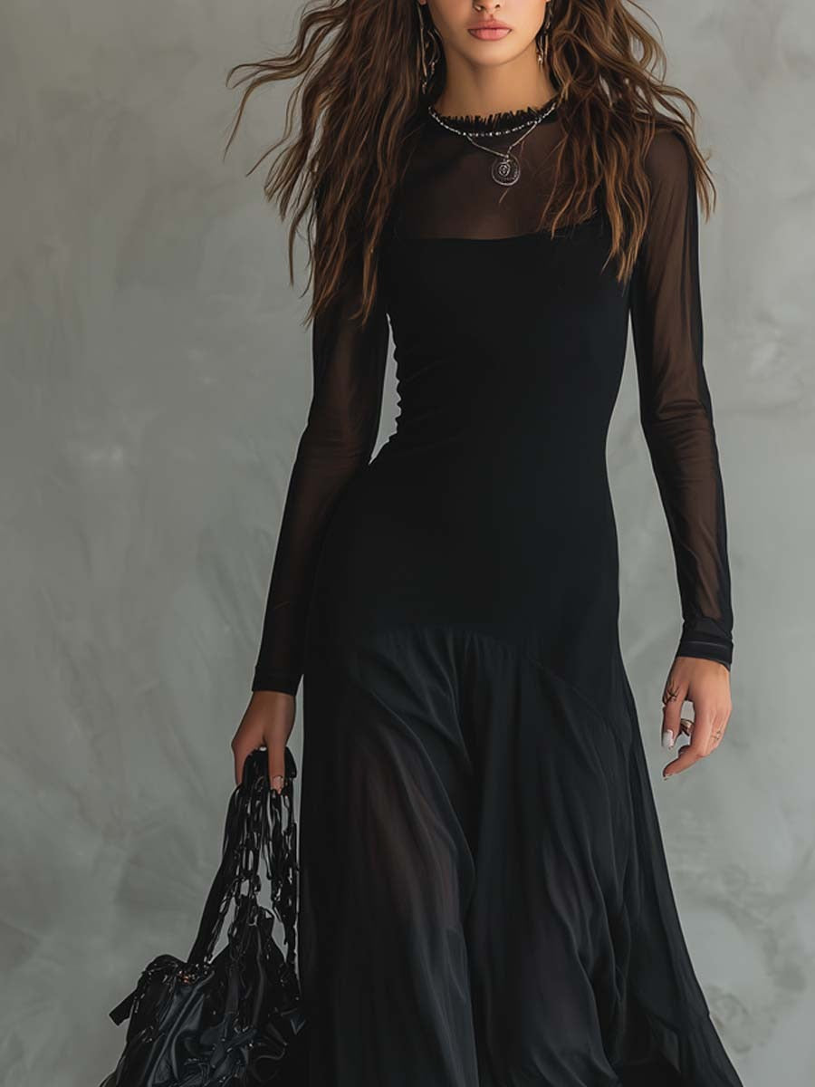Mia | Elegant Sheer Sleeve Maxi Dress