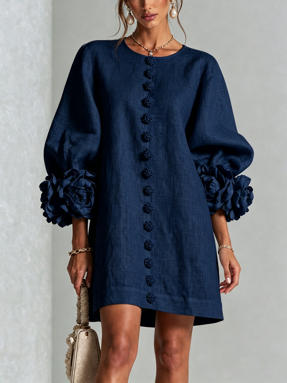 Mireille | Elegant Sculpted Cuff Mini Dress