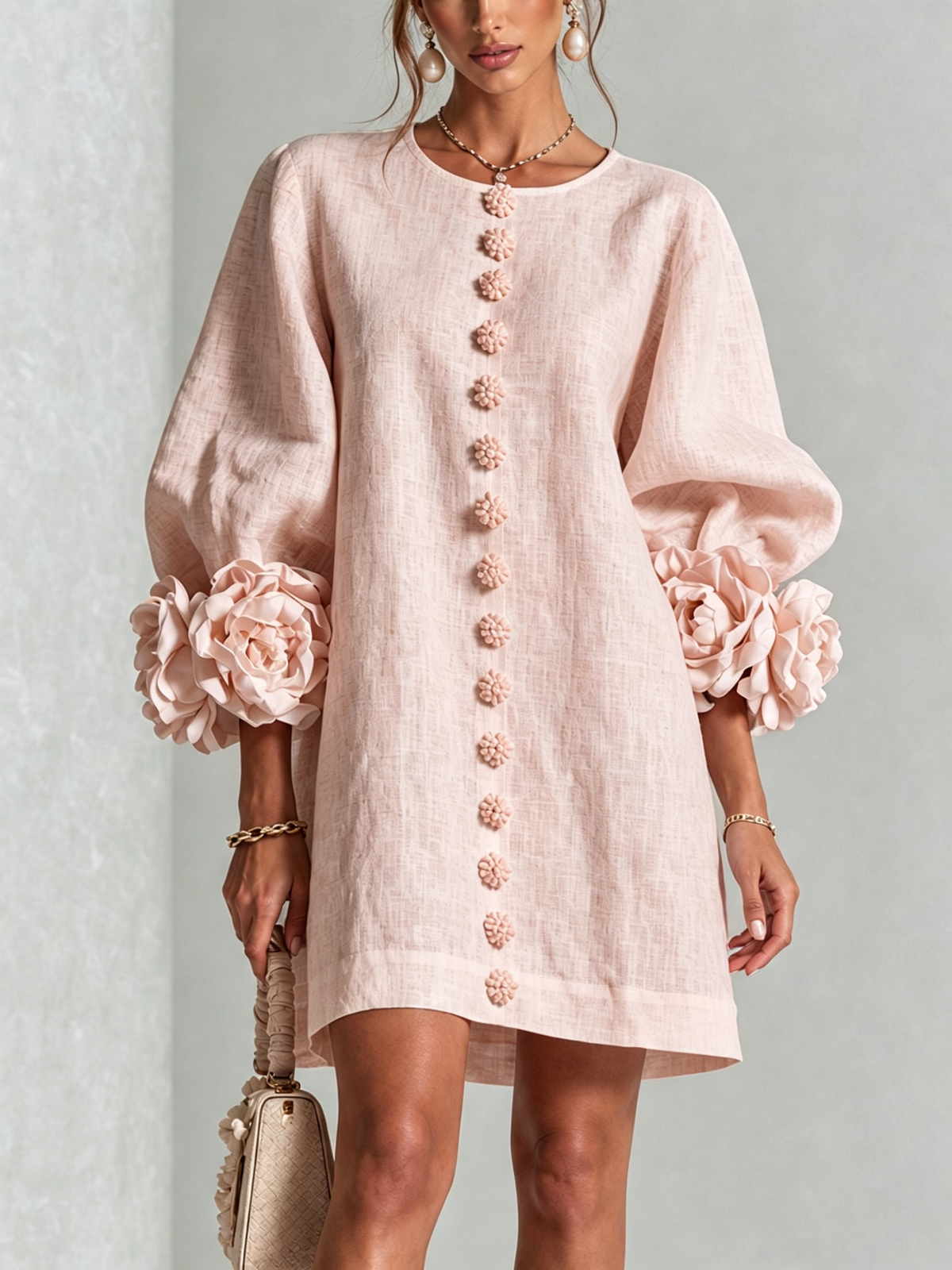 Mireille | Elegant Sculpted Cuff Mini Dress
