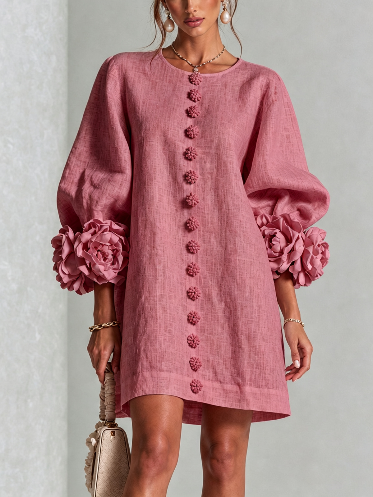 Mireille | Elegant Sculpted Cuff Mini Dress