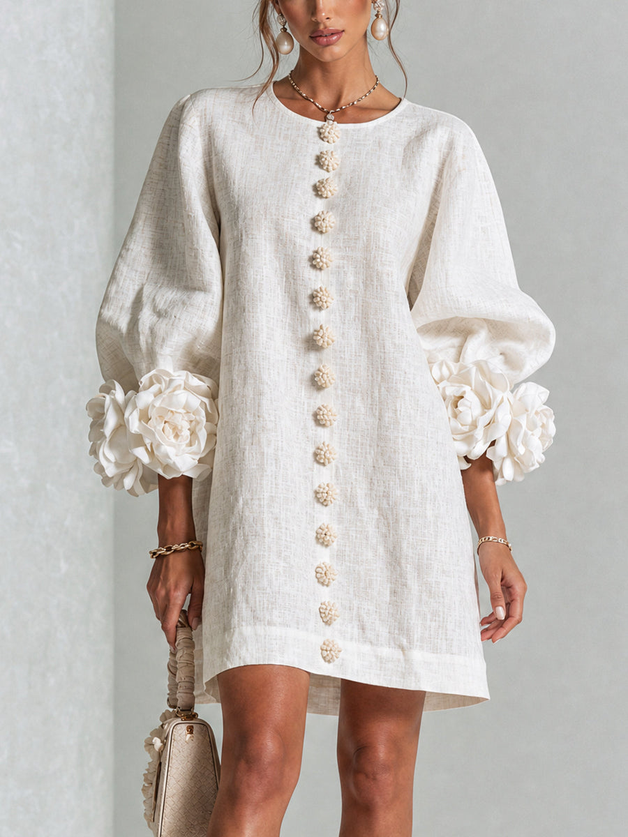 Mireille | Elegant Sculpted Cuff Mini Dress