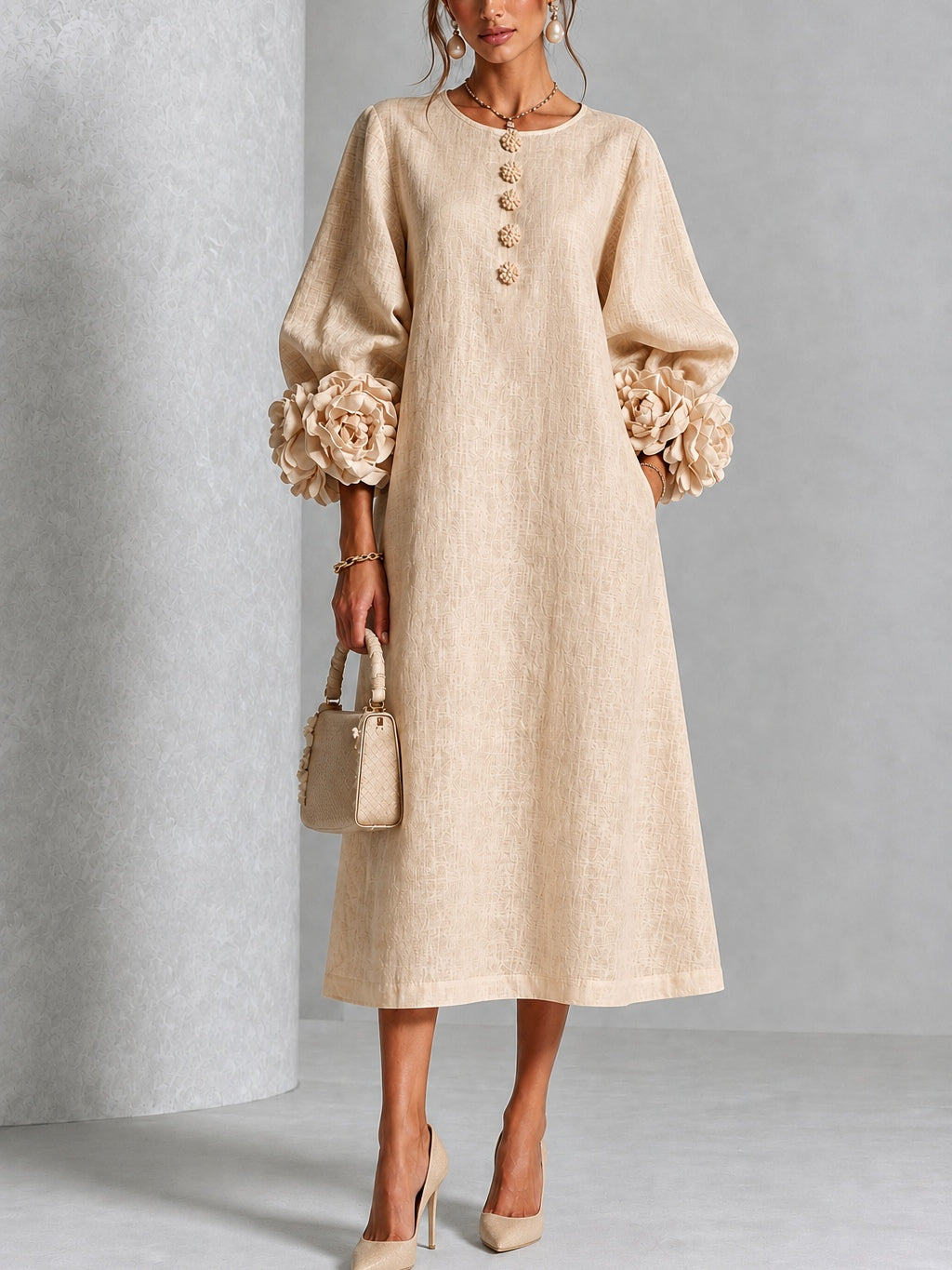 Bettina | Soft Rosette Cuff Dress