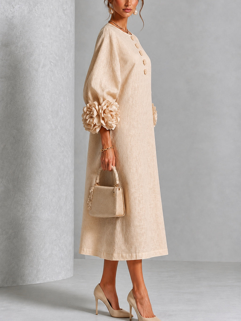 Bettina | Soft Rosette Cuff Dress
