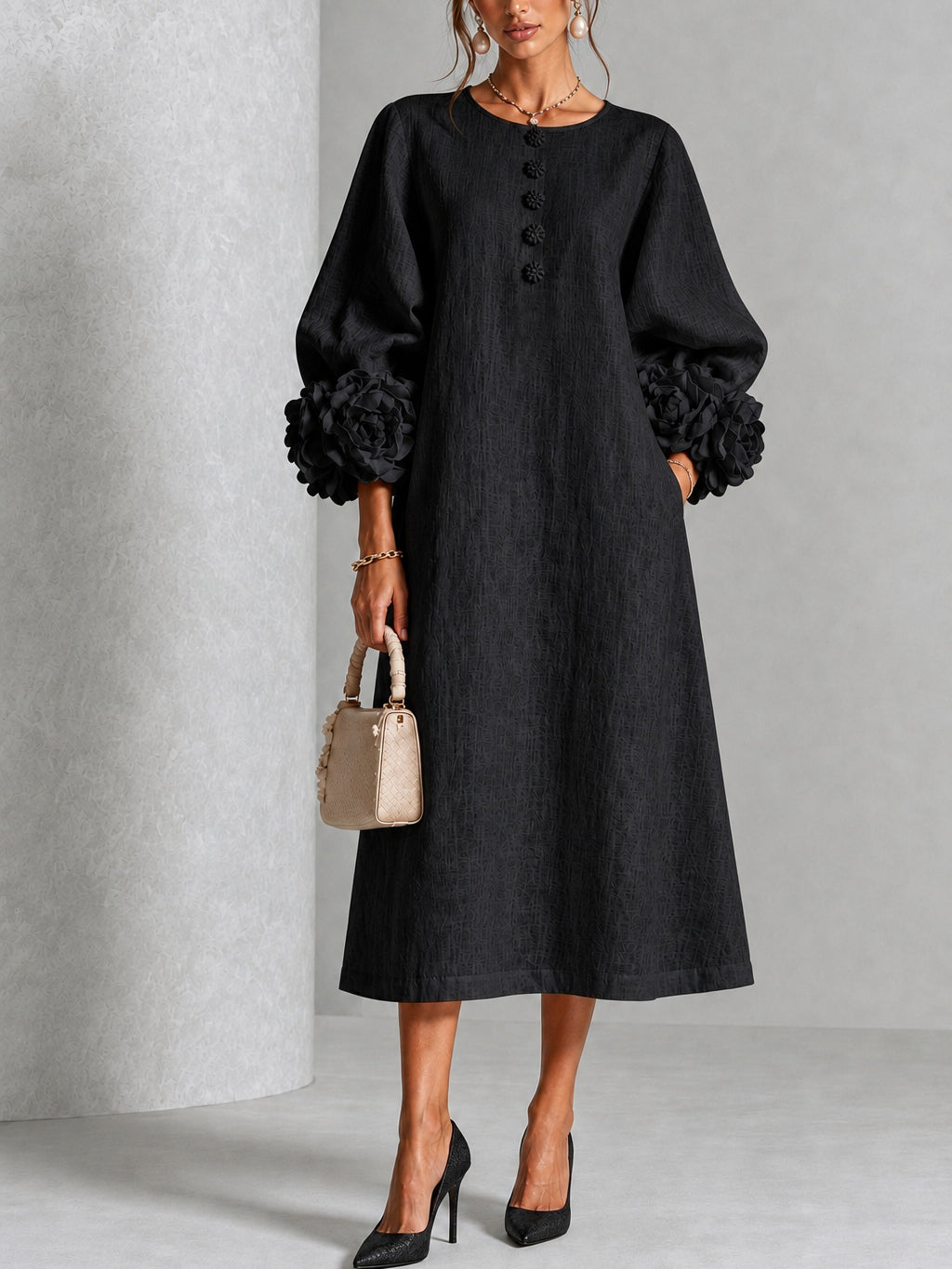 Yvette | Elegant Bishop Sleeve Dress