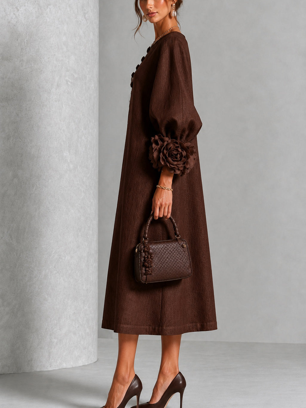 Ulla | Elegant Rosette Cuff Dress