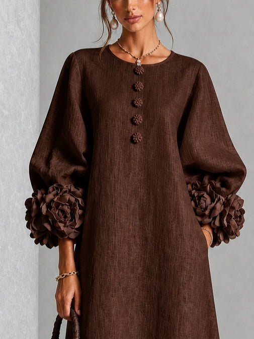Ulla | Elegant Rosette Cuff Dress