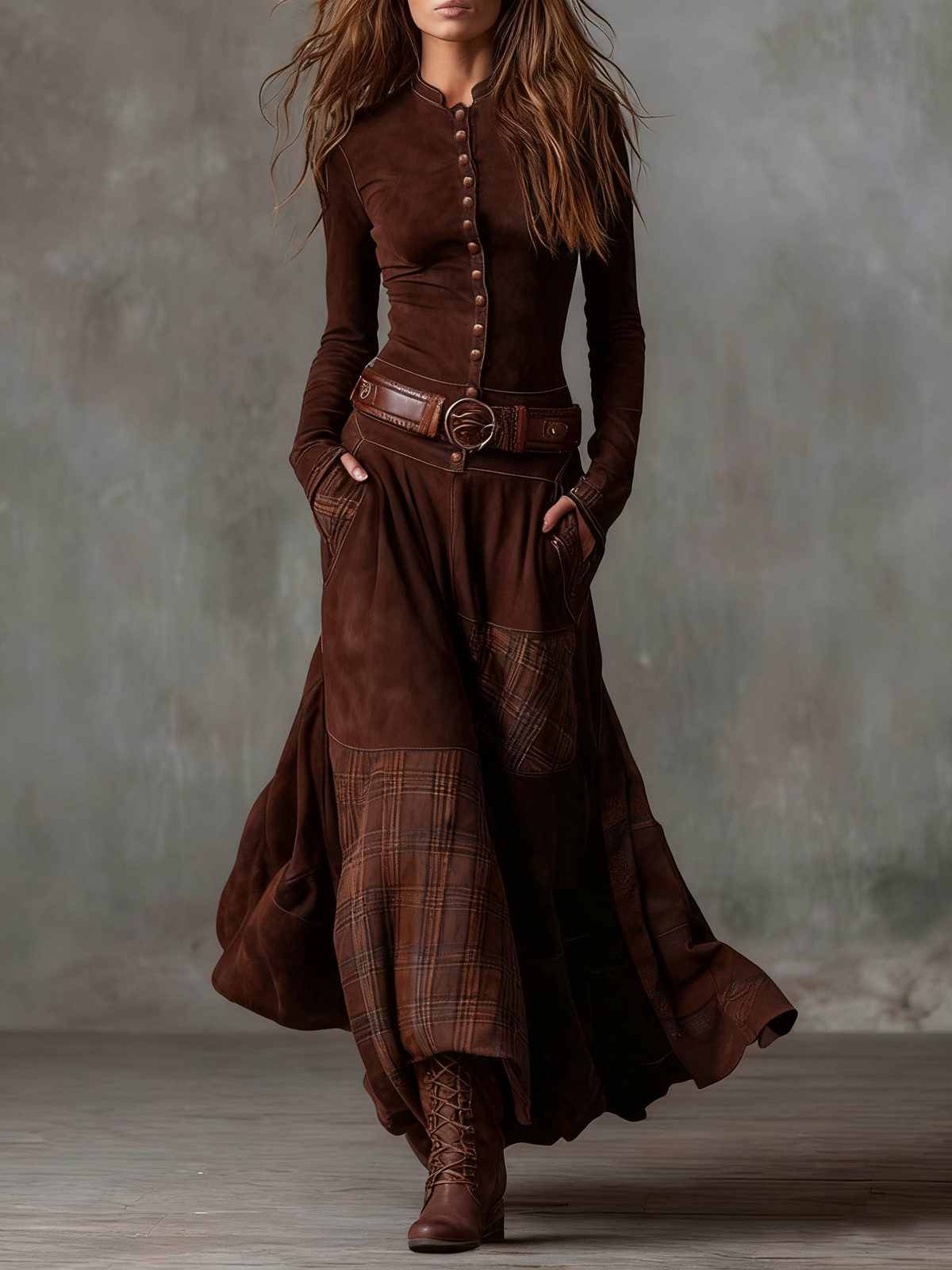 Corinna | Patchwork Belted Maxi Dress
