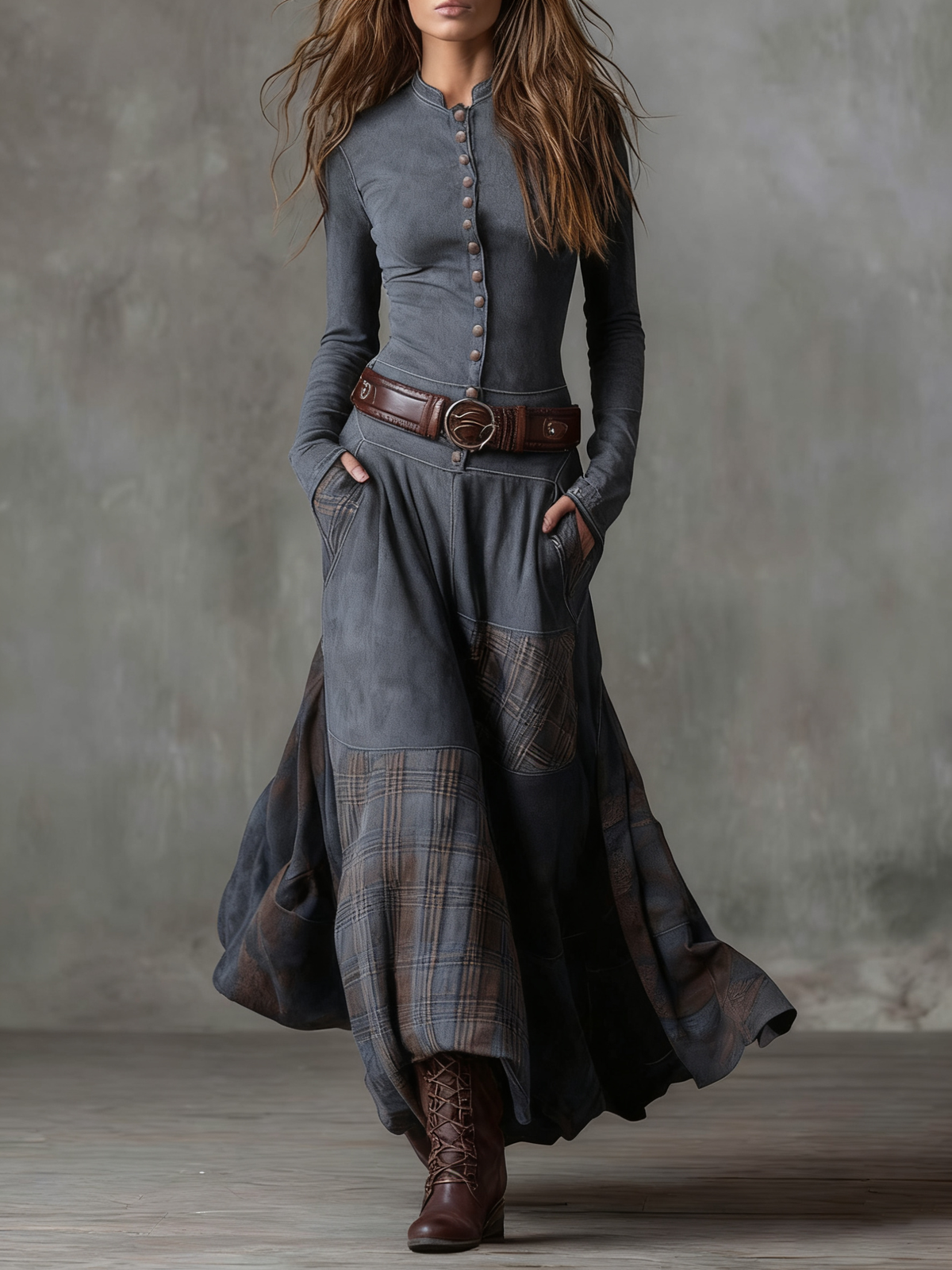 Corinna | Patchwork Belted Maxi Dress