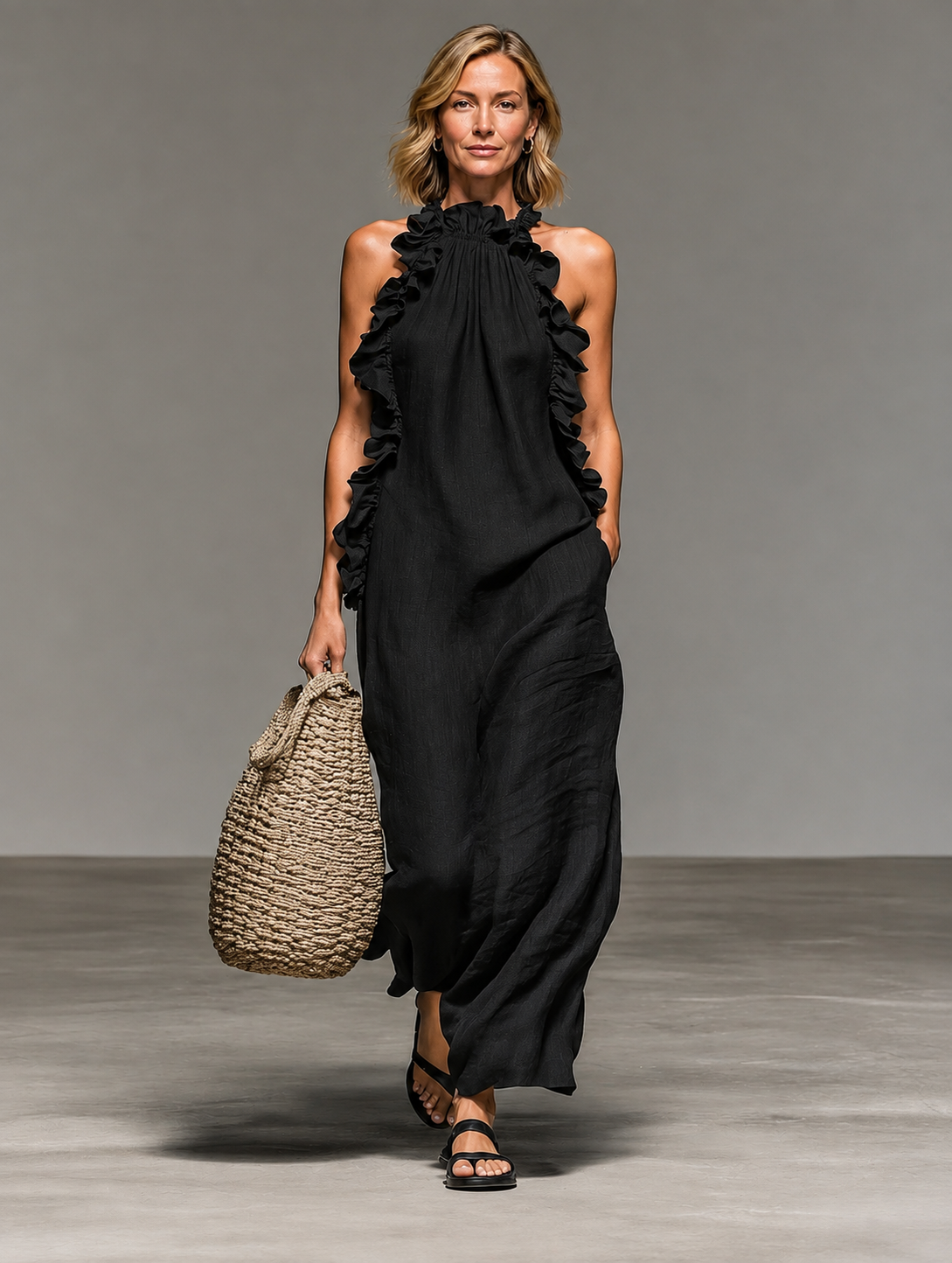 Violette | Airy Ruffle Trim Maxi Dress