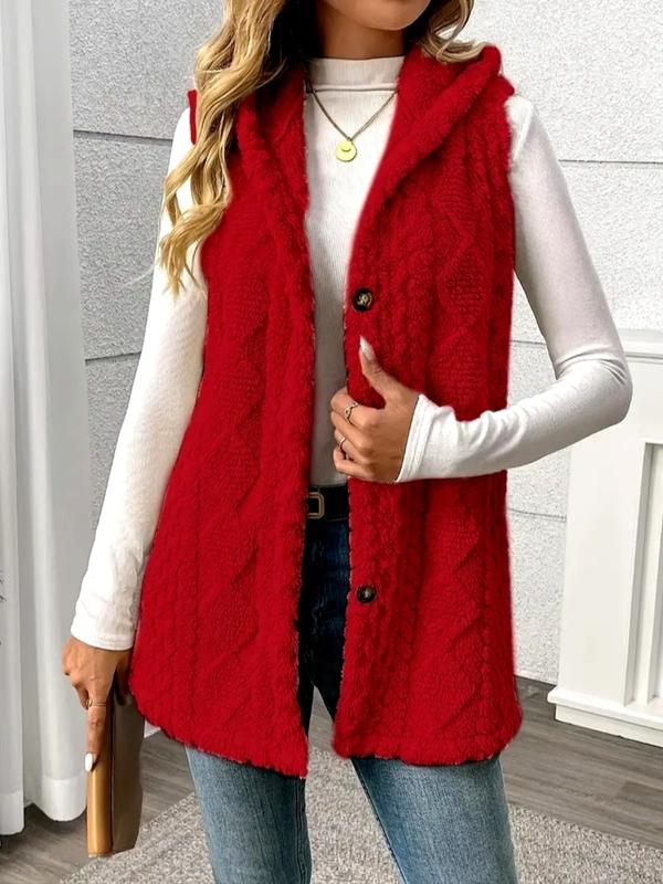 SOFIE™ - Plush Hooded Vest for Fall & Winter with Button Closure