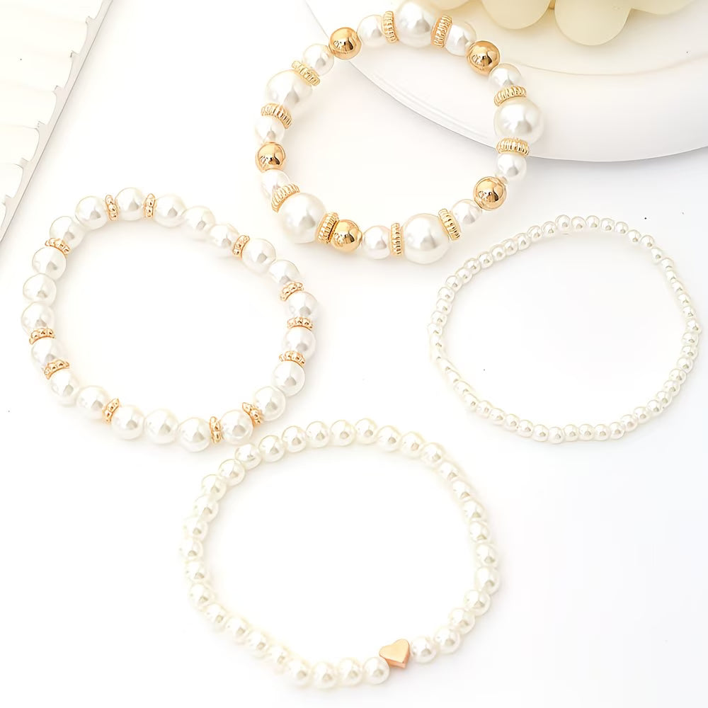 Pearl Stacking Bracelet Set of 4