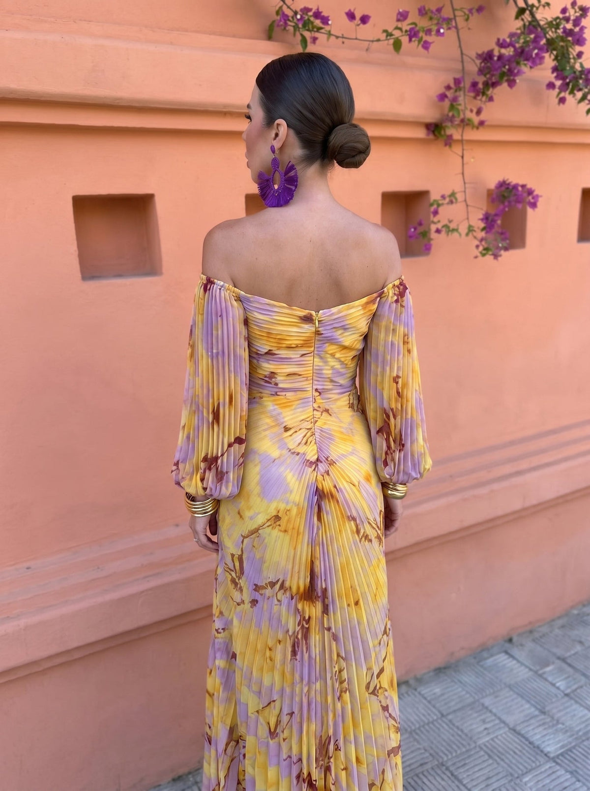 Saga | Golden Floral Maxi Dress