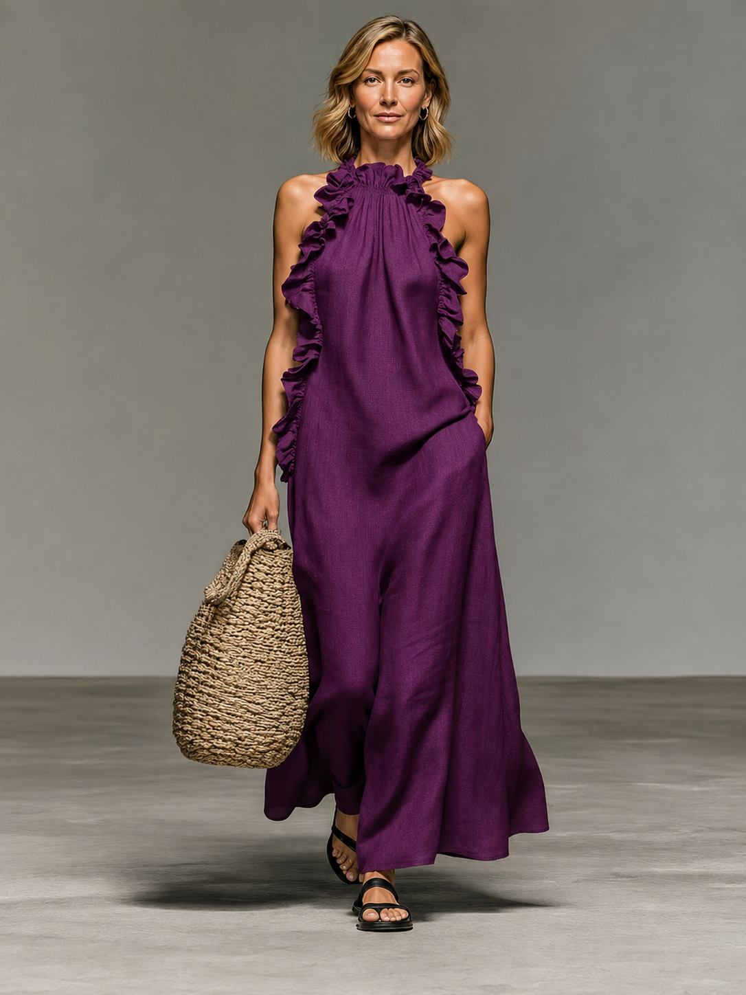 Violette | Airy Ruffle Trim Maxi Dress