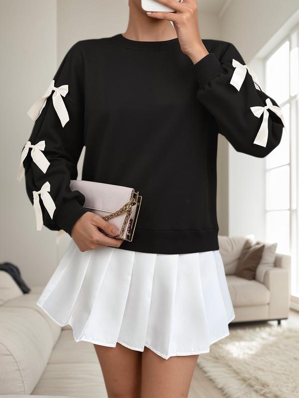MARIE™ - Colorblock Butterfly Knot Loose Fit Sweatshirt