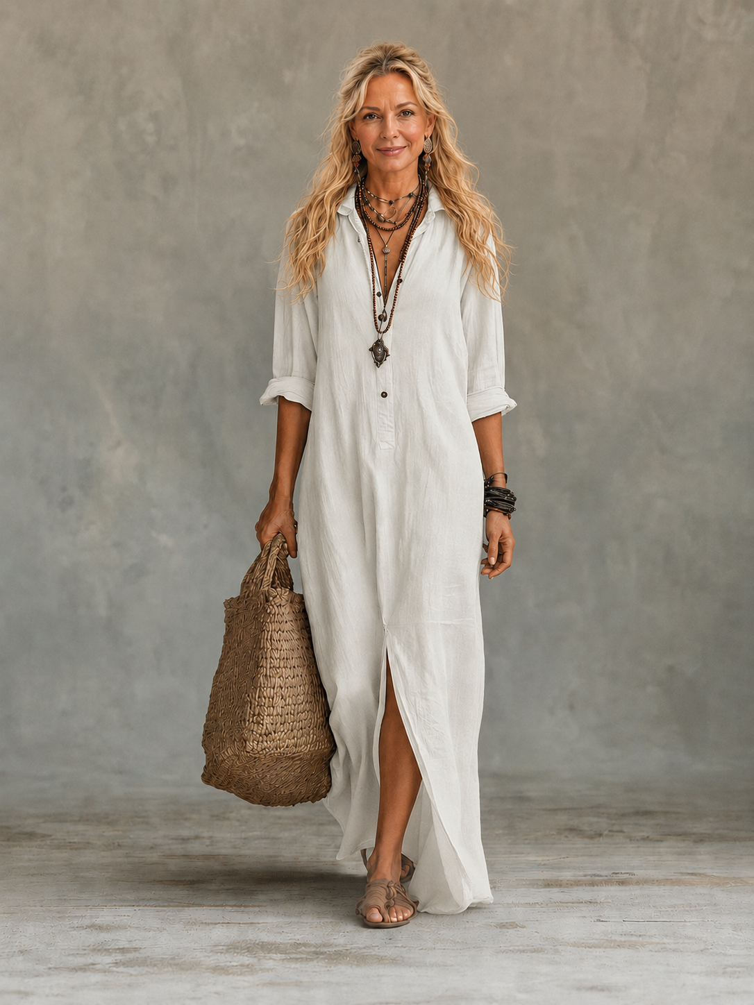 Birgit | Flowing Button Down Maxi Dress