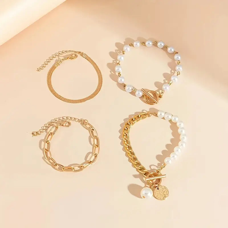 Premium Layered Pearl Bracelet Set