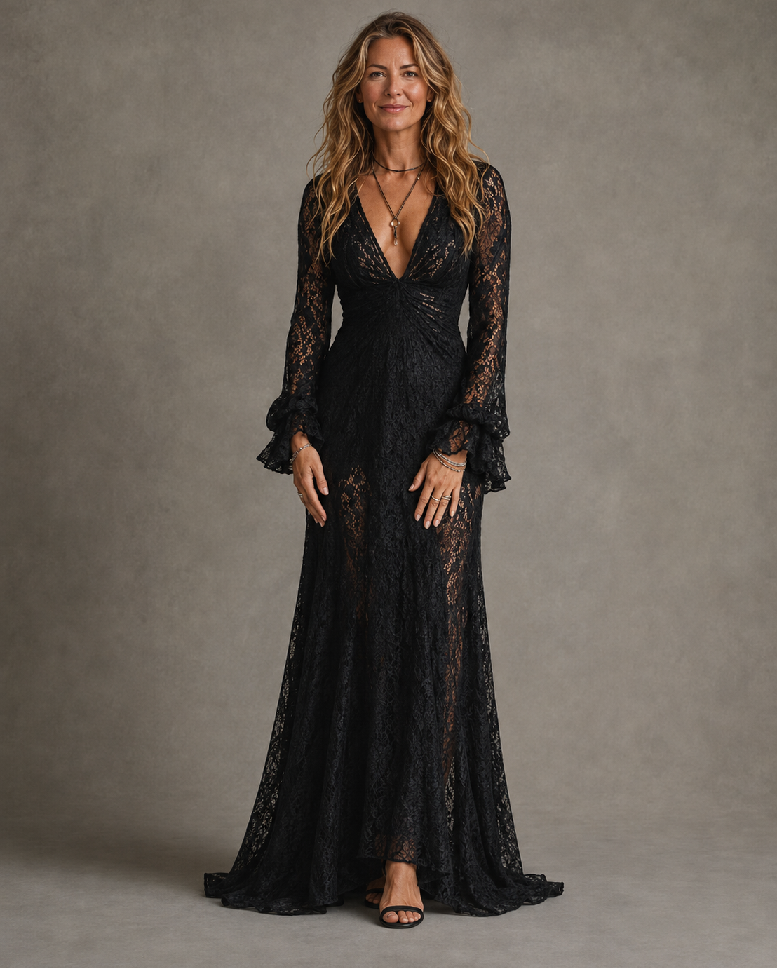 Yolanda | Elegant Plunging Maxi Dress