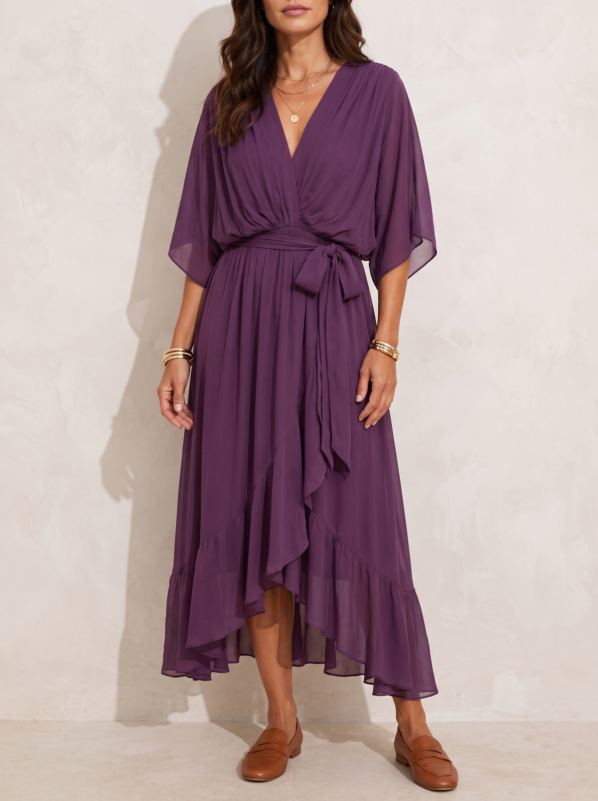 Monica | Elegant V Neck Midi Dress