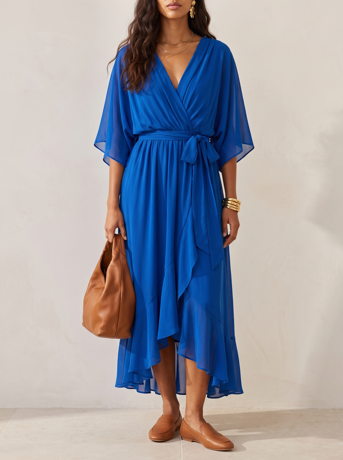 Monica | Elegant V Neck Midi Dress