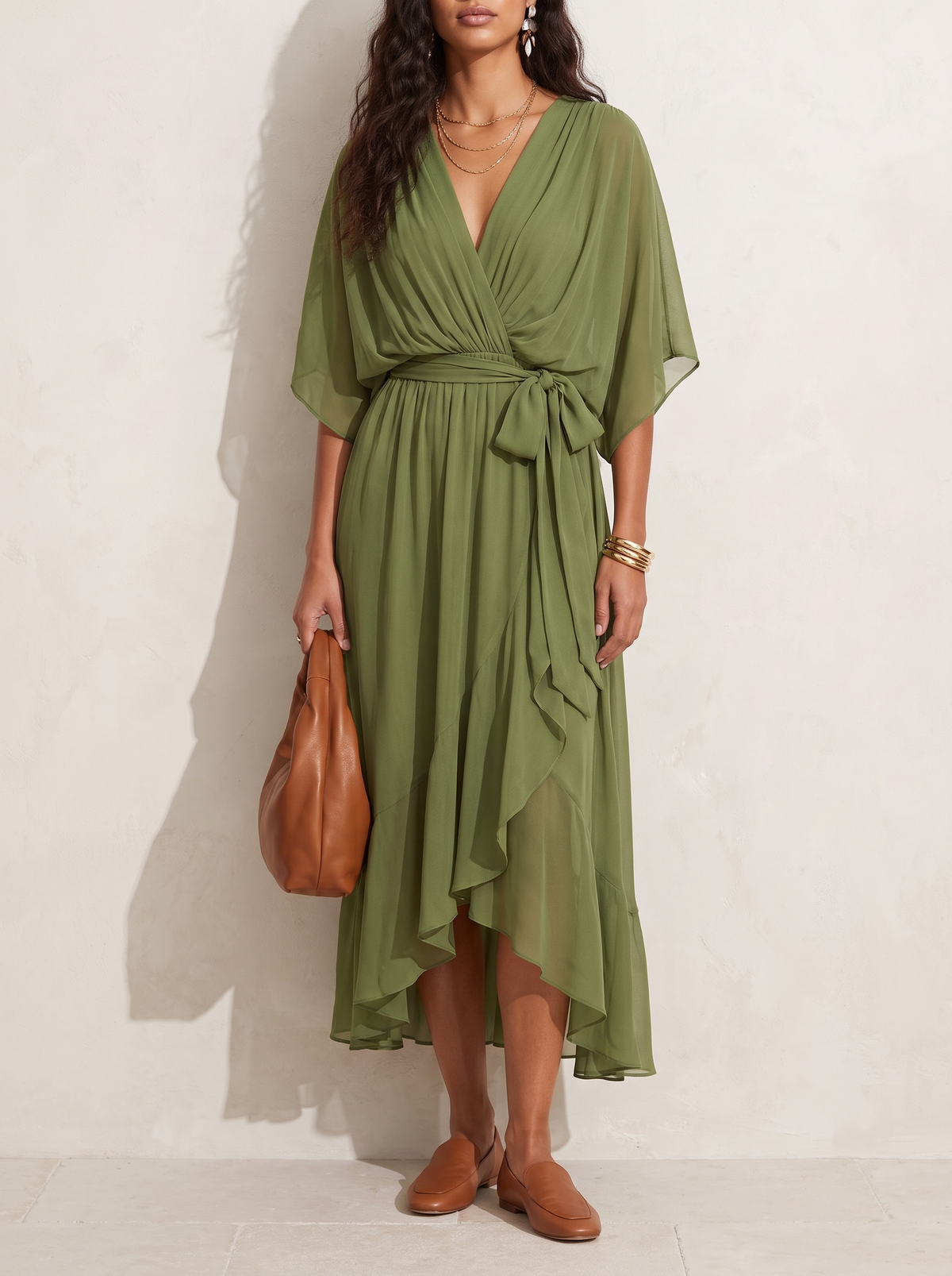 Monica | Elegant V Neck Midi Dress