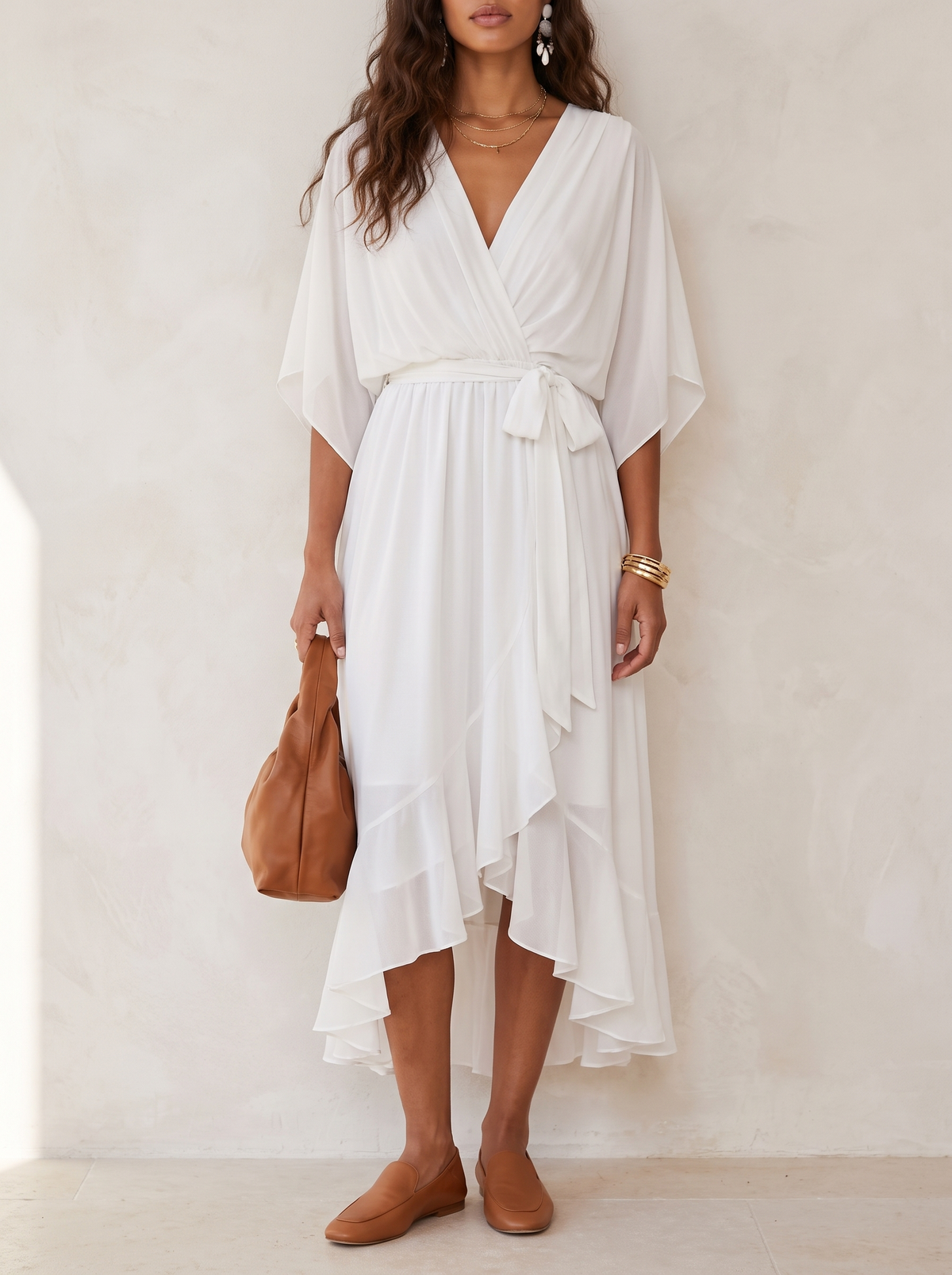 Monica | Elegant V Neck Midi Dress