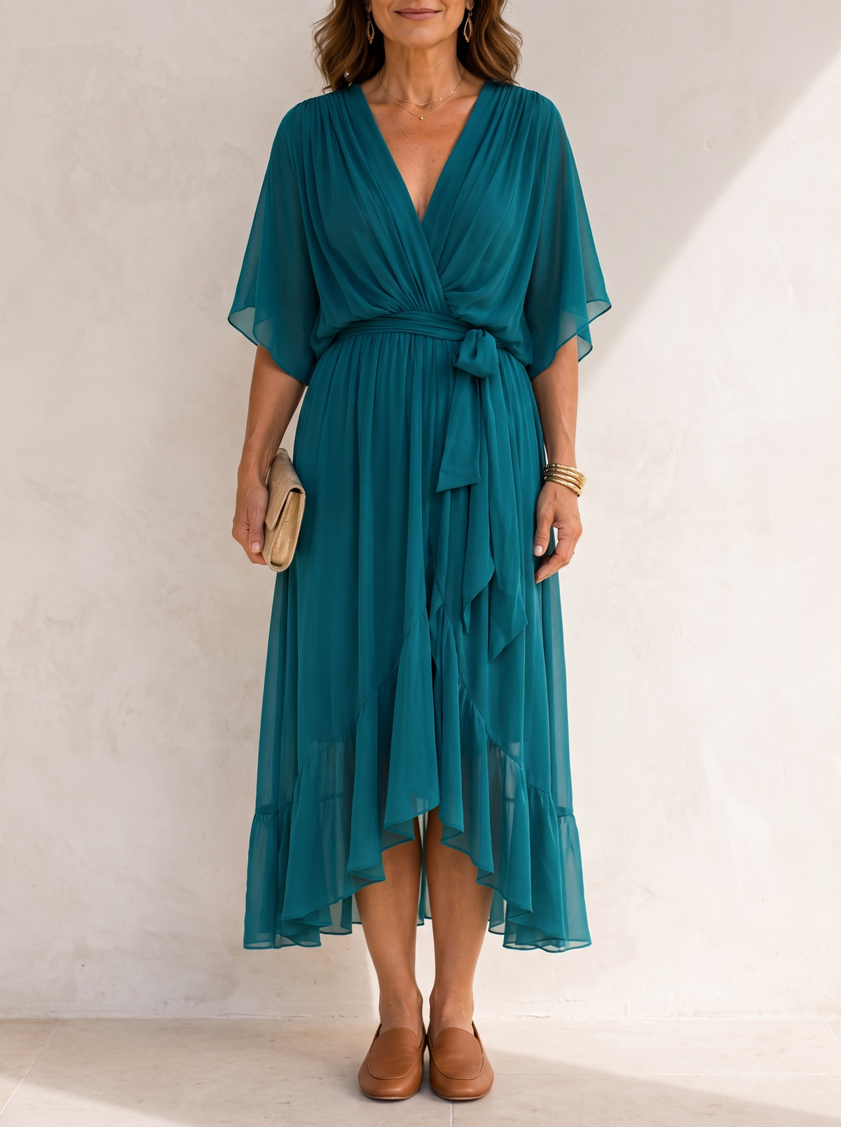 Monica | Elegant V Neck Midi Dress