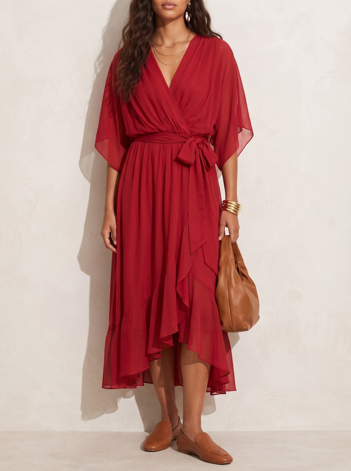 Monica | Elegant V Neck Midi Dress