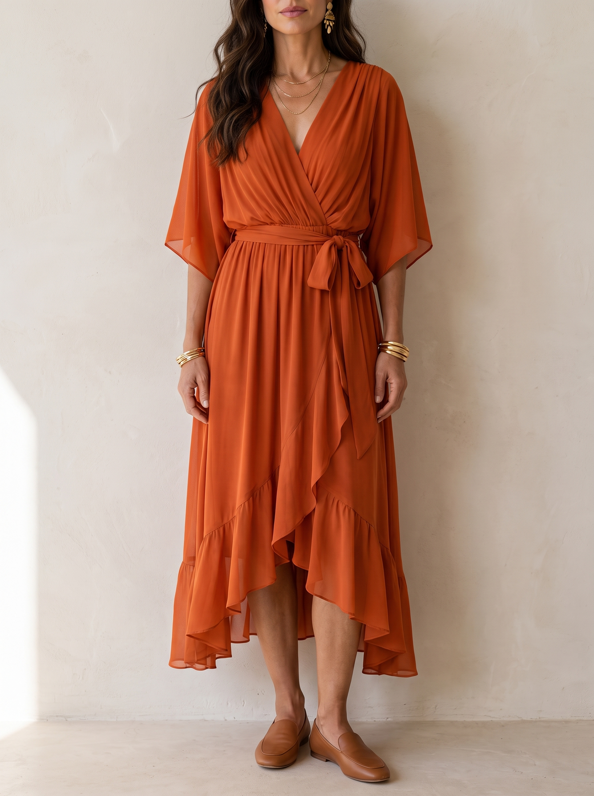 Monica | Elegant V Neck Midi Dress