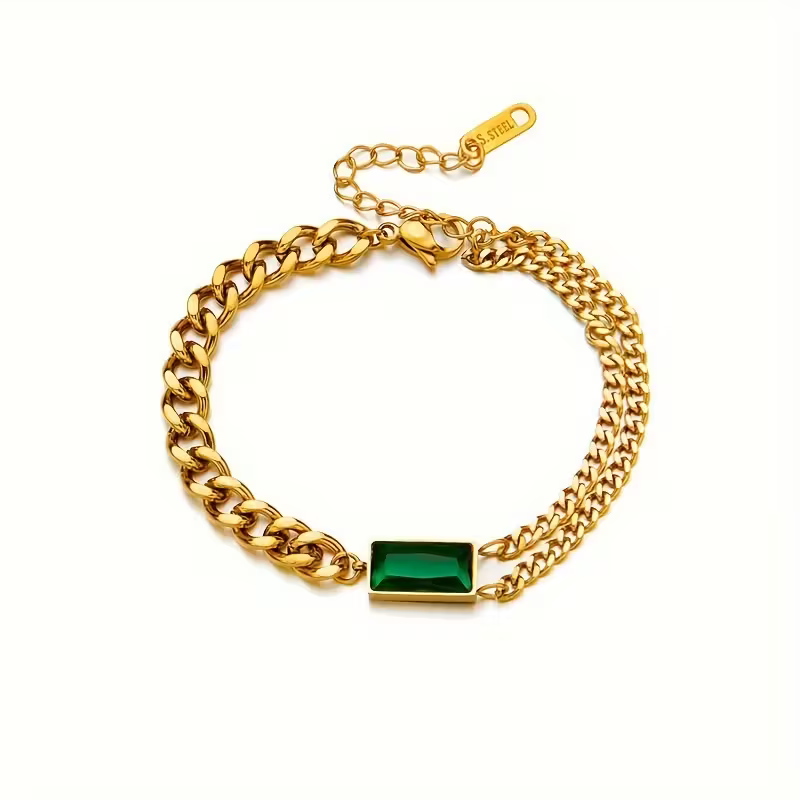 Timeless Gold Emerald Bar Bracelet