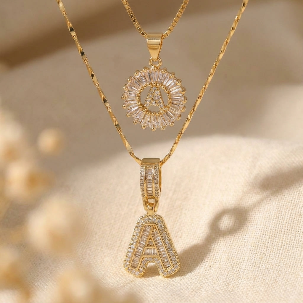 Premium Gold letter Necklace Set